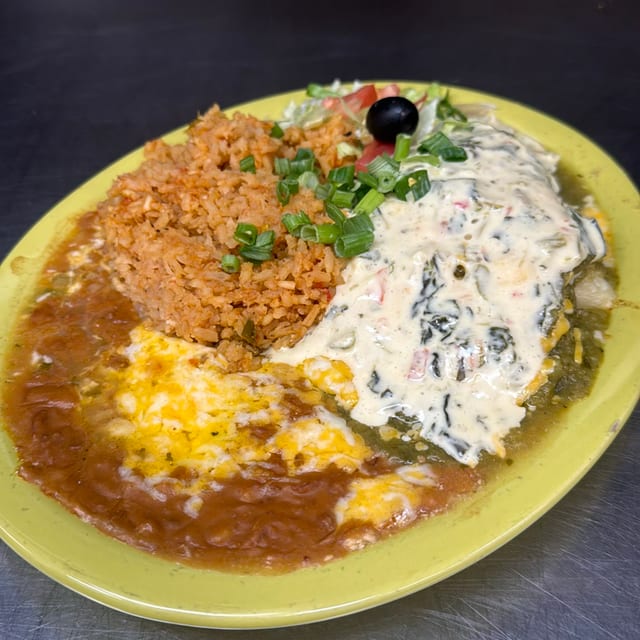 Tomatillo Chicken Enchilada Dinner.